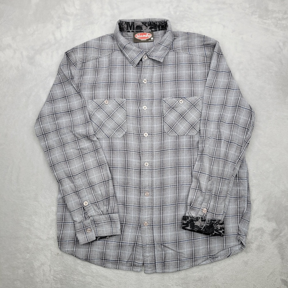 Mambo Shirt Mens Large Grey Plaid Flannel Sportsman‎ Trucker Flannel Australia L